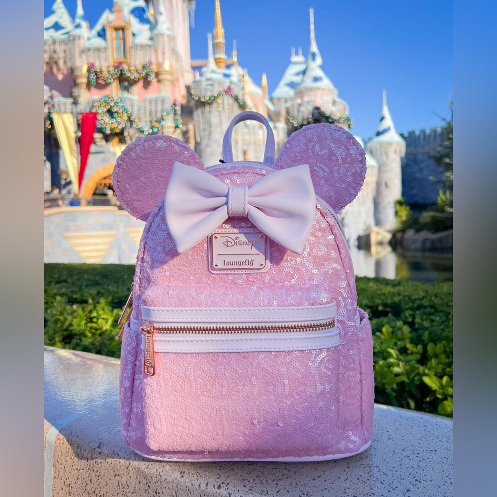 💖 Loungefly COTTON CANDY Pink Minnie Ears Sequin Backpack 💖